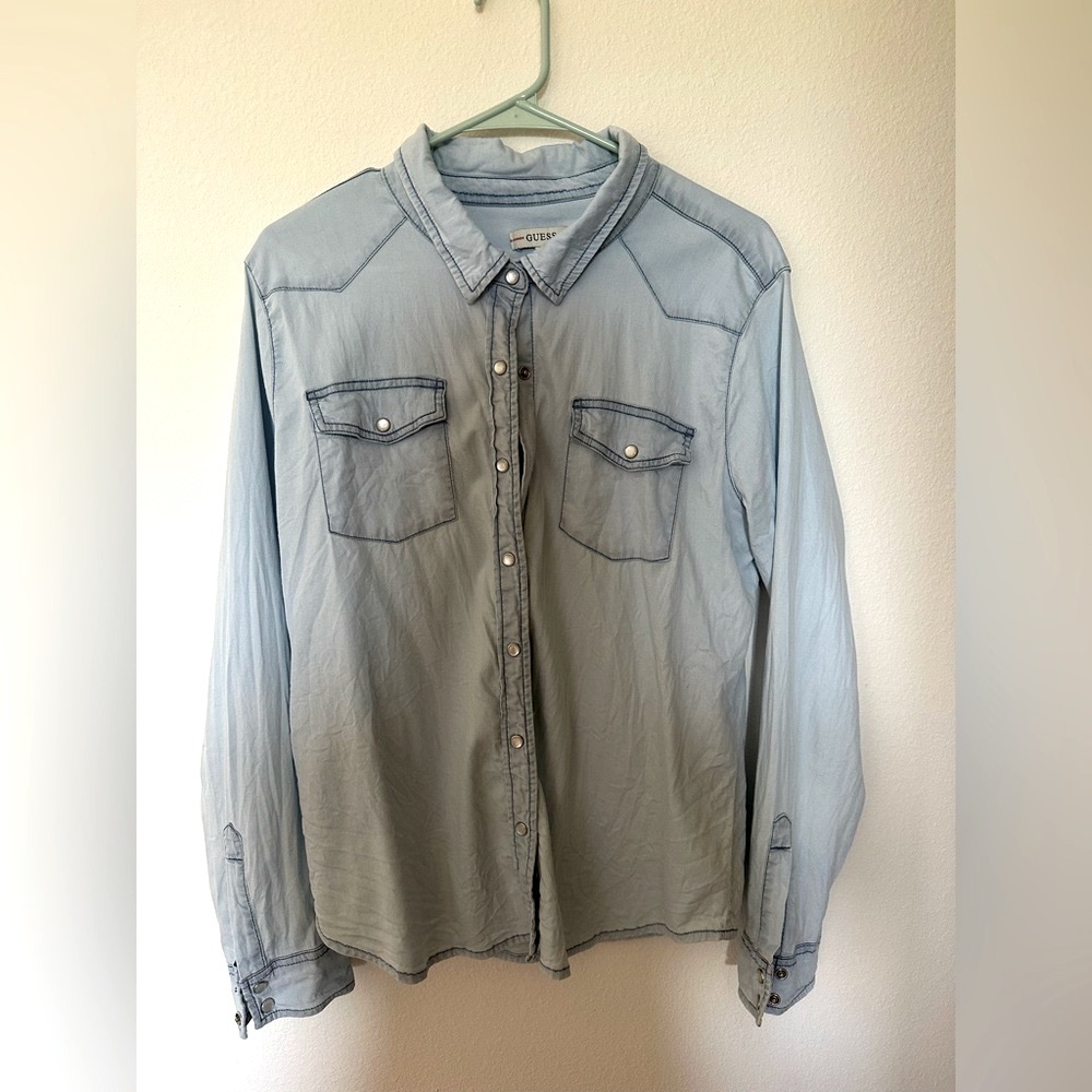 Guess Button Down Denim Shirt - Snap Buttons